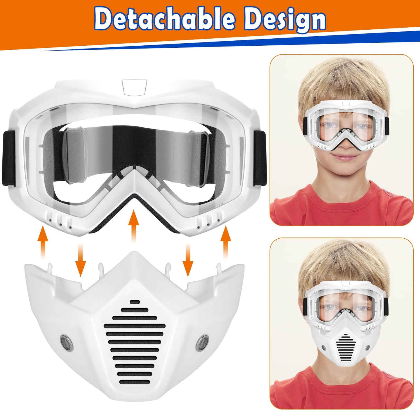 POKONBOY 2 Pack Detachable Masks, Tactical Mask with Goggles Compatible with Nerf Rival, Apollo, Zeus, Khaos, Atlas, & Artemis B