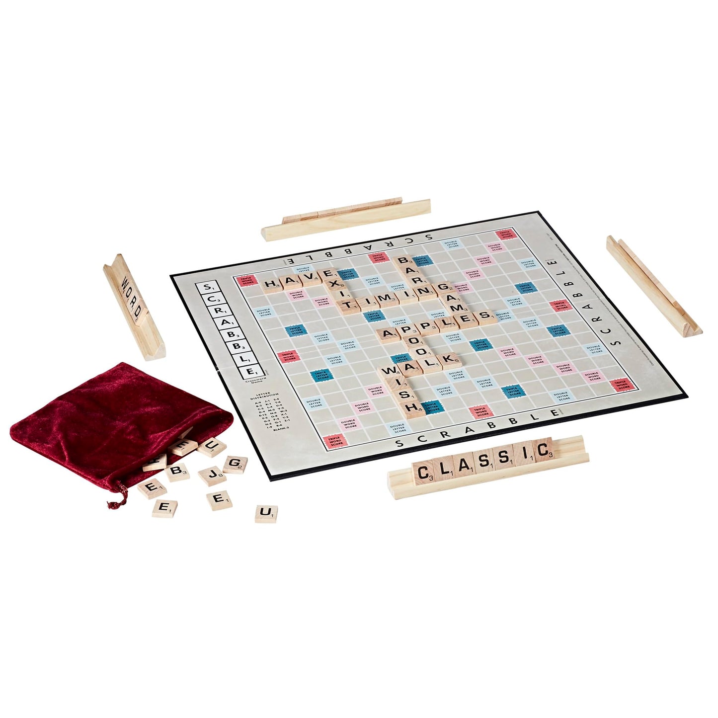 Hasbro Gaming Retro Series Scrabble 1949 Edition Board Game - Brown Wood, Model B2850