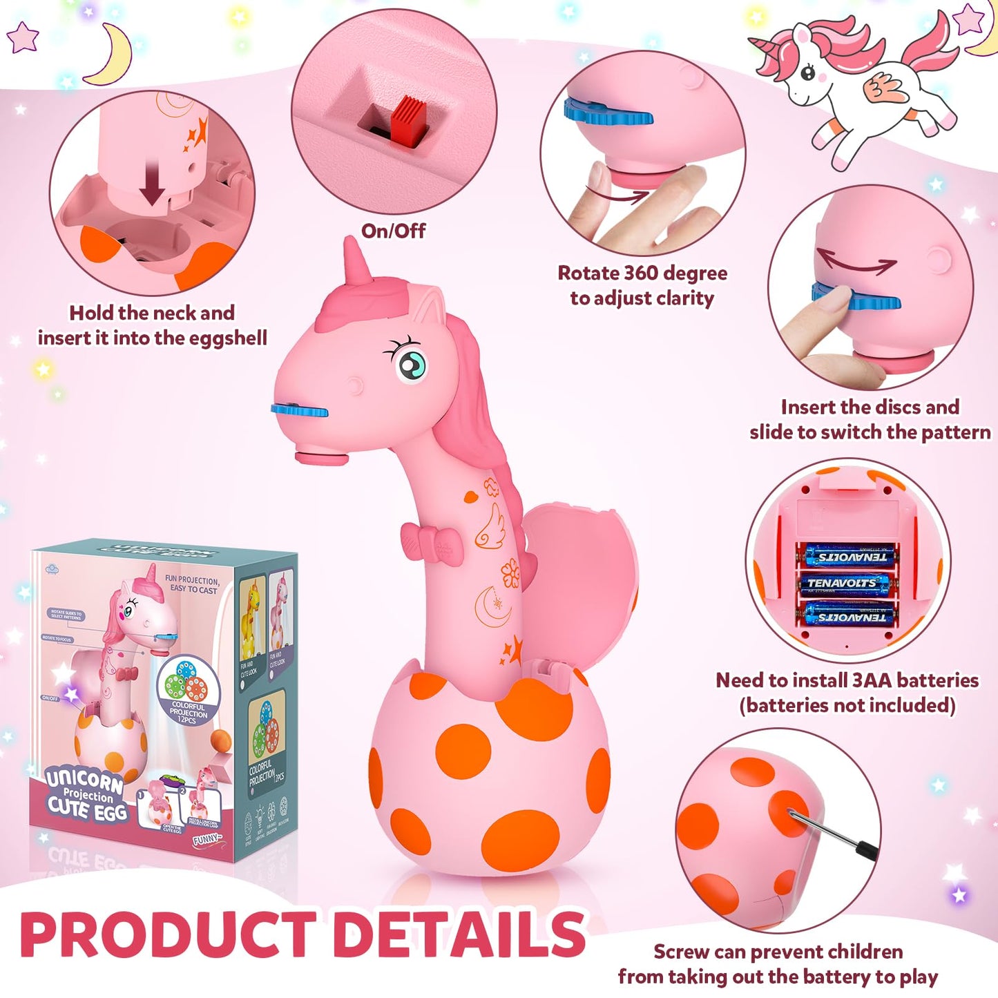 KETIEE Unicorn Drawing Projector Toys for Ages 5-7: Tracing and Drawing Projector for Kids with Cute Unicorn Look, Smart Art Ske
