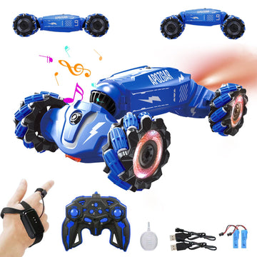 LOOZIX Upgraded Hand Gesture Sensing RC Stunt Car with Lights Music, Spray Drift Hand Gesture RC Car 360 Spins All Terrains Hand