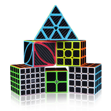 Ahyuan Speed Cube Set 8 In 1 Magic Cube Bundle 2X2 3X3 4X4 5X5 Cube Pyramid Triangle Cube Bundle Sq1 Skew Ivy Megaminx Cube Sturdy Carbon Fiber Puzzles Cube Toys For Kids & Adults (Style C)