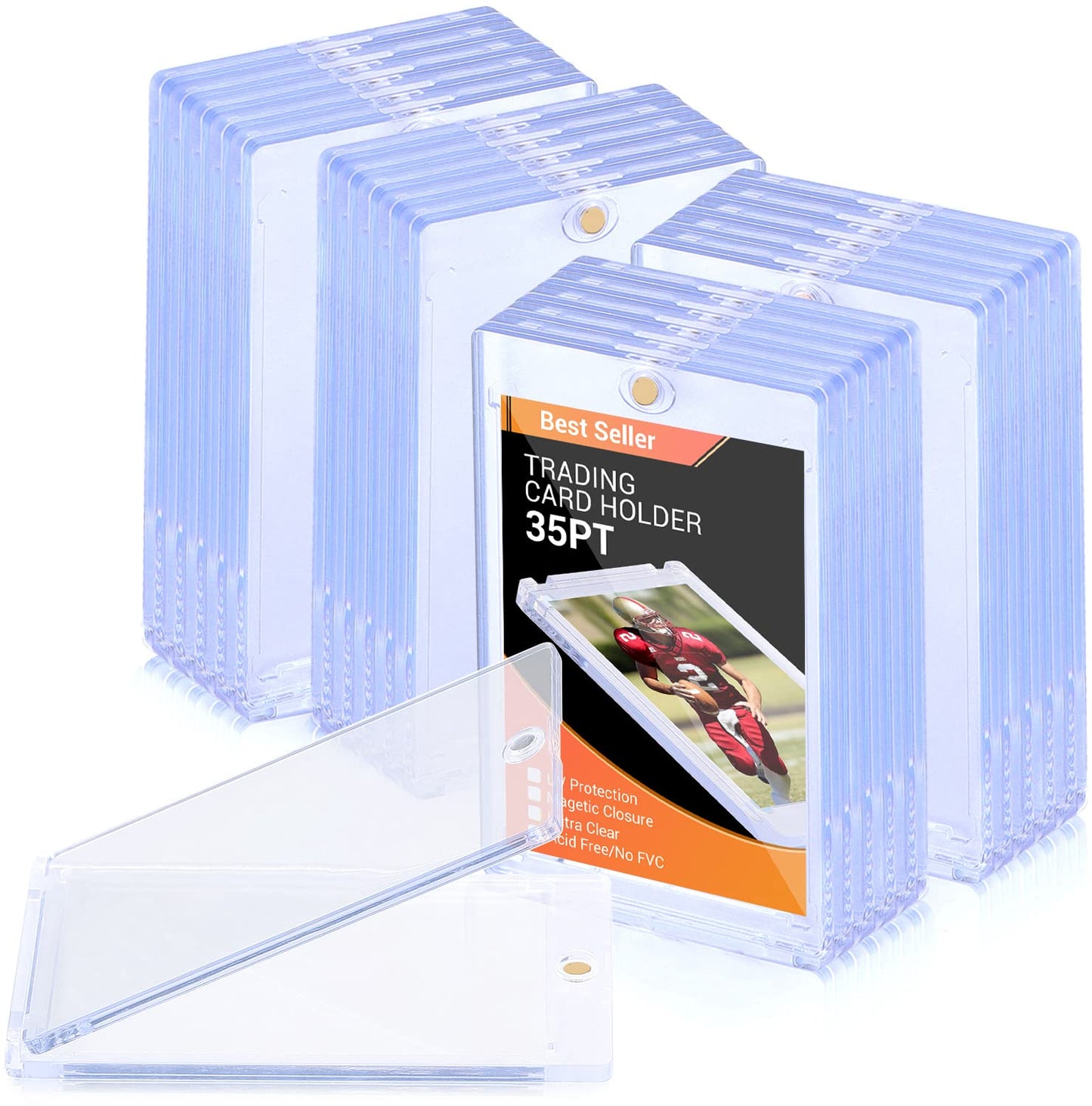 20 Pack - Magnetic Card Holder, 35Pt Magnetic Trading Card Holder, Baseball Card Holder, Hard Acrylic Card Cases, Card Protector For Game Baseball Sports Card, Fit For Standard Card