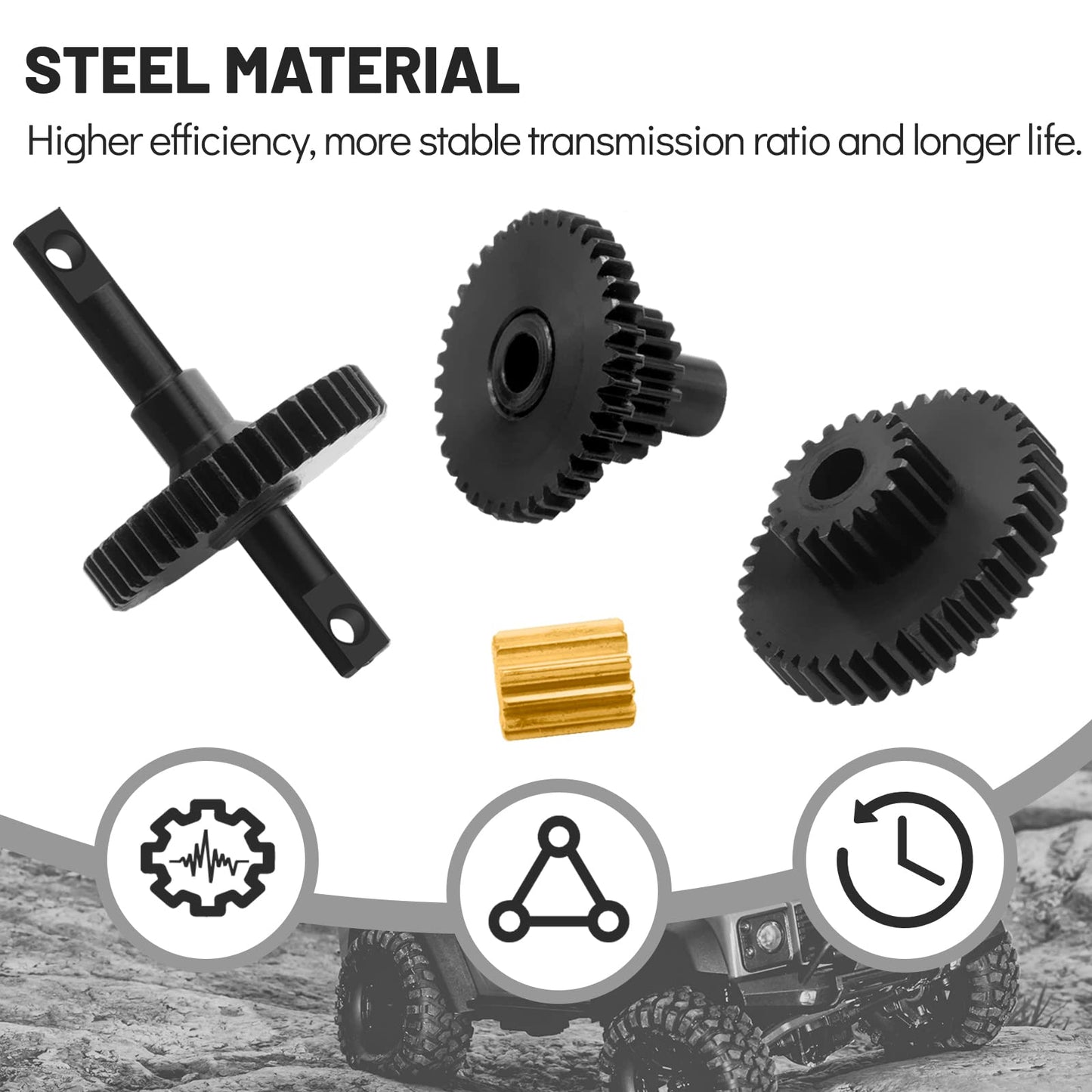 OGRC Metal Steel 16.6:1 High Range Transmission Gear Set Gearbox Gears with 11 Tooth Motor Pinion for TRX4M 1/18 RC Crawler Car