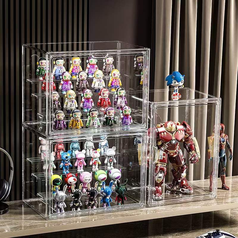 Bohoidee Clear Acrylic Display Case With Two Display Shelves For Figures, Dustproof Storage Organizer Box With Magnetic Door, Ac