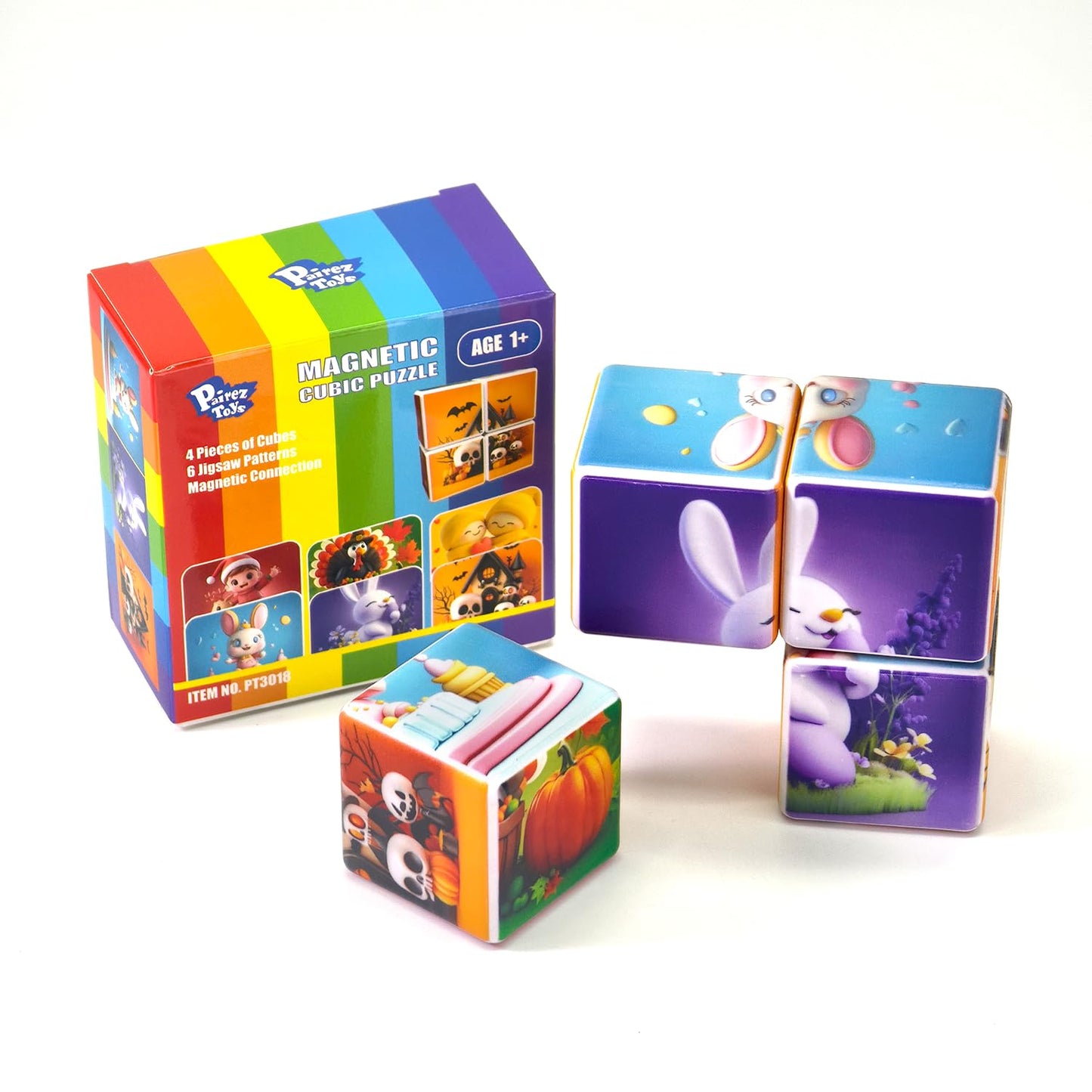 Pairez Toys Magnetic Blocks for Toddlers Aged 1-3  Large Building Cubic Puzzle Game in Holiday Theme: Christmas  Easter  Birthday  Thanksgiving  Halloween  Valentine's Day