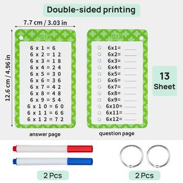 Multiplication Flashcards 0-12, 13 Pcs Multiplication Chart Math Flashcards, Multiplicar Math Game, Times Table Flash Cards With