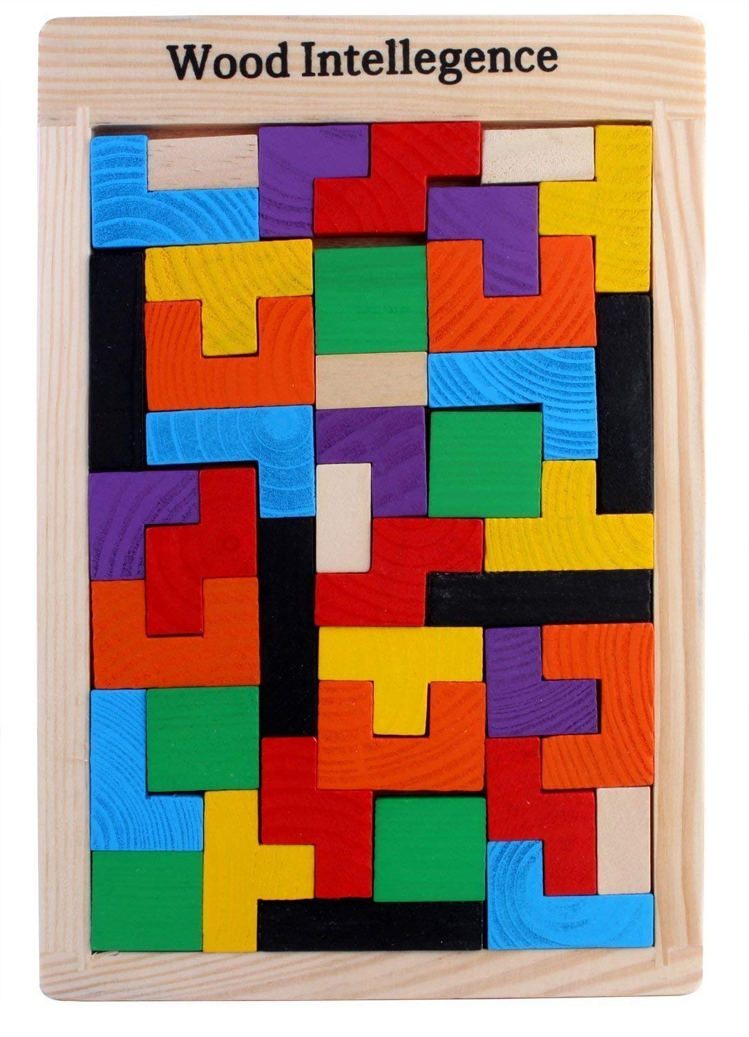 Shoro Wooden Jigsaw Puzzle Tetris (40 Pieces) Tangram Brain Teaser
