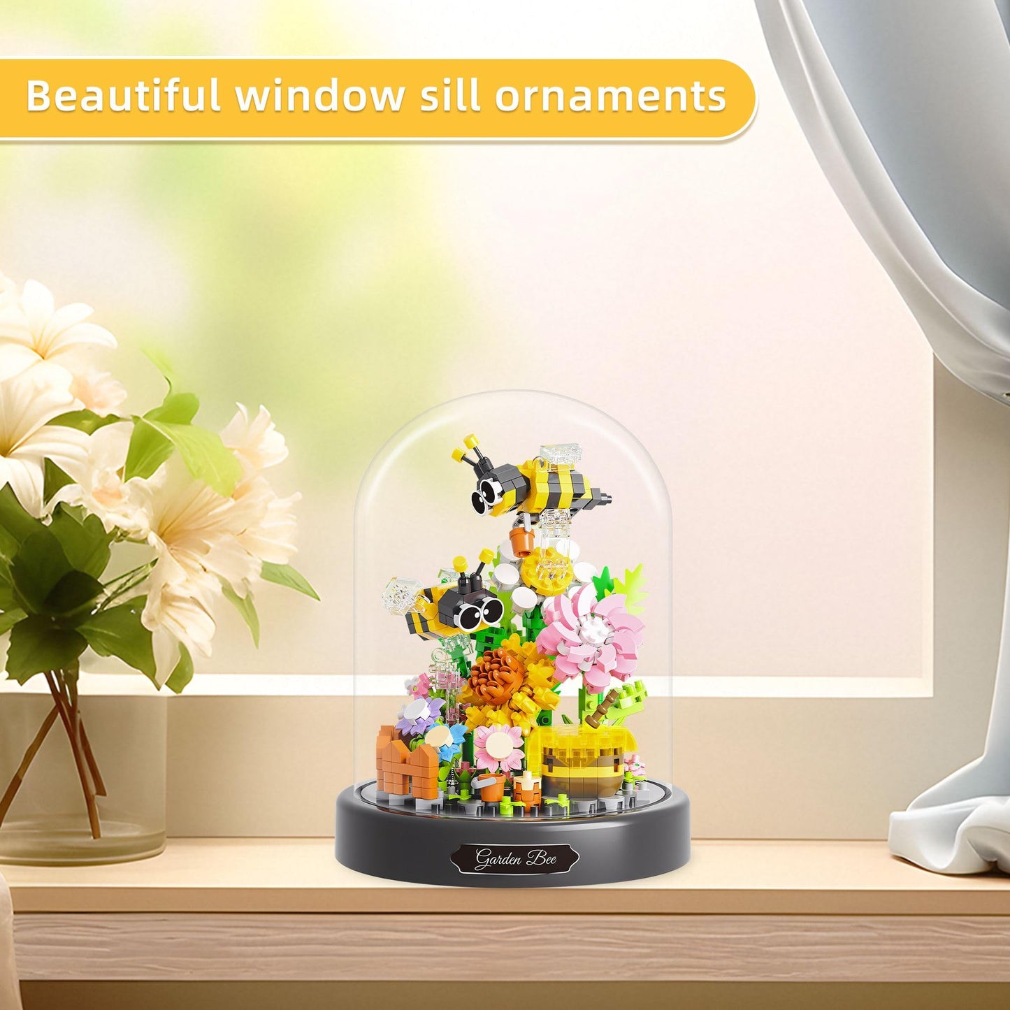 apcute Micro Brick Flower Bee Building Set, 588 PCS Mini Blocks, Small, Bee02, Model 16368, Creative Gift for Ages 6+