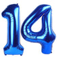 IWERP Navy Blue Number 14 Balloon, 40 inch Foil Mylar, 14th Birthday Decorations for Boys & Girls