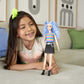 Barbie Fashionistas Doll With Long Blue Crimped Hair, Star Face Makeup, Multi-Color Striped Tee, Denim Skirt, Black Boots & Silv
