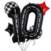 Race Car Birthday Balloons 40 Inch Racetrack Number Balloon 10 Black Boys 10St Birthday Race Car Theme Party Decor Supplies 6 Pc