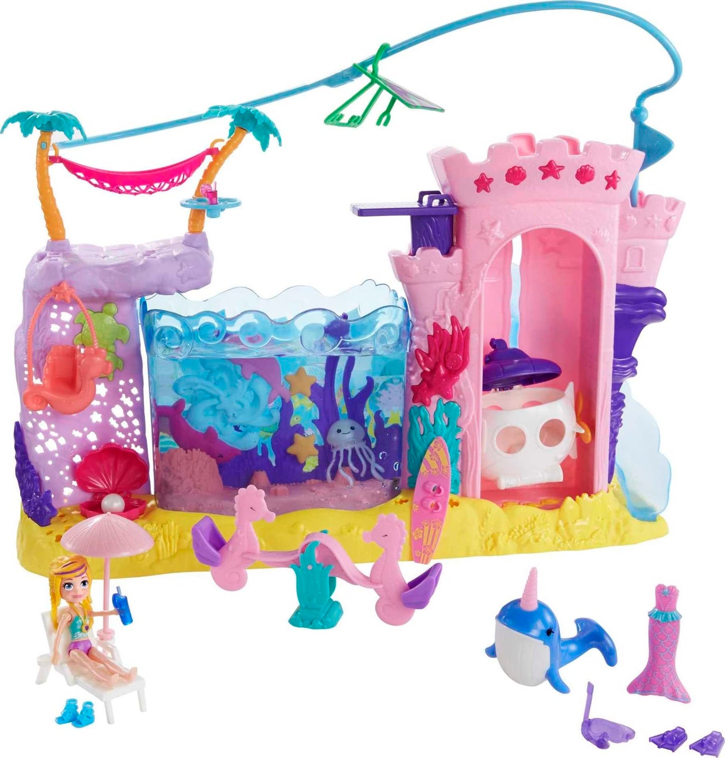 Polly Pocket Dolls & Playset, Sea & Swim Adventure With 3-Inch Polly Doll & Water Play Accessories