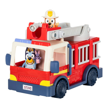 BLUEY Firetruck | Firetruck  limited availability Firefighter game-style and Bob Bilby Figures | Raise The Ladder  Spin It Around and Roll Out The Hose | Includes Sticker Sheet