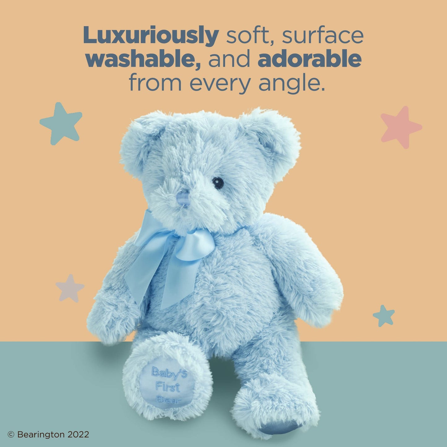 Bearington Blue Teddy Bear Plush - 12" Stuffed Animal - Satin Material - Model 193608