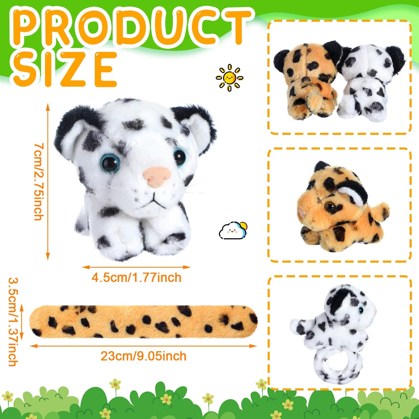 Sosation 6 Pcs Tiger Leopard Stuffed Animal Slap Bracelets For Kids Hug Slap Bracelet Bulk Tiger Leopard Stuffed Animal Plush Ki