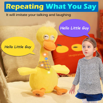 13' Talking Dancing Duck, Repeating What You Say Mimicking Recording Plush Baby Toy Musical English Song Singing Talking Glowing Animated Twisting Gift Of Lighting Up Toy For Boy Kid
