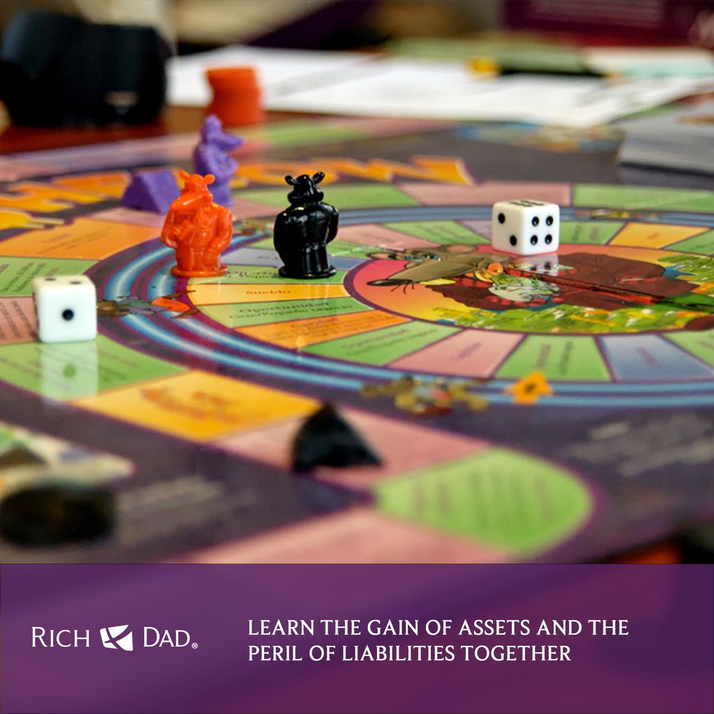 Rich Dad Cashflow Board Game Set - Educational Financial Literacy Game for Kids & Adults, Purple, 11 x 3 x 15 inches, Cardboard
