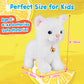Hcdoujoy White Plush Robot Cat Stuffed Animal Interactive Cat Robot Toy, Robotic Cat Barking Meow Kitten Touch Control, Animated Kitty Cat Pet, Robot Kitty Toy For Baby Birthday H:12'