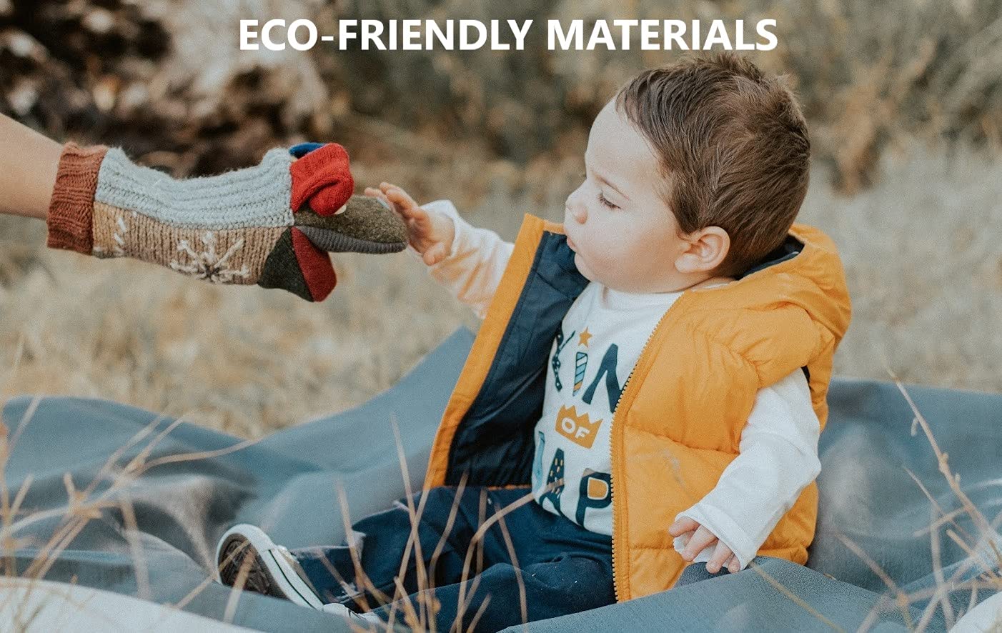 Cate & Levi - Hand Puppet - enhanced Reclaimed Wool - Handmade in Canada - Machine Washable (Giraffe)