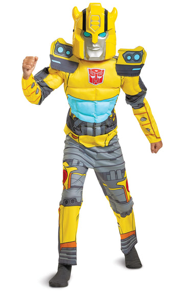 Bumblebee Costume, Muscle Transformer Costumes For Boys, Padded Character Jumpsuit, Kids Size Large (10-12)