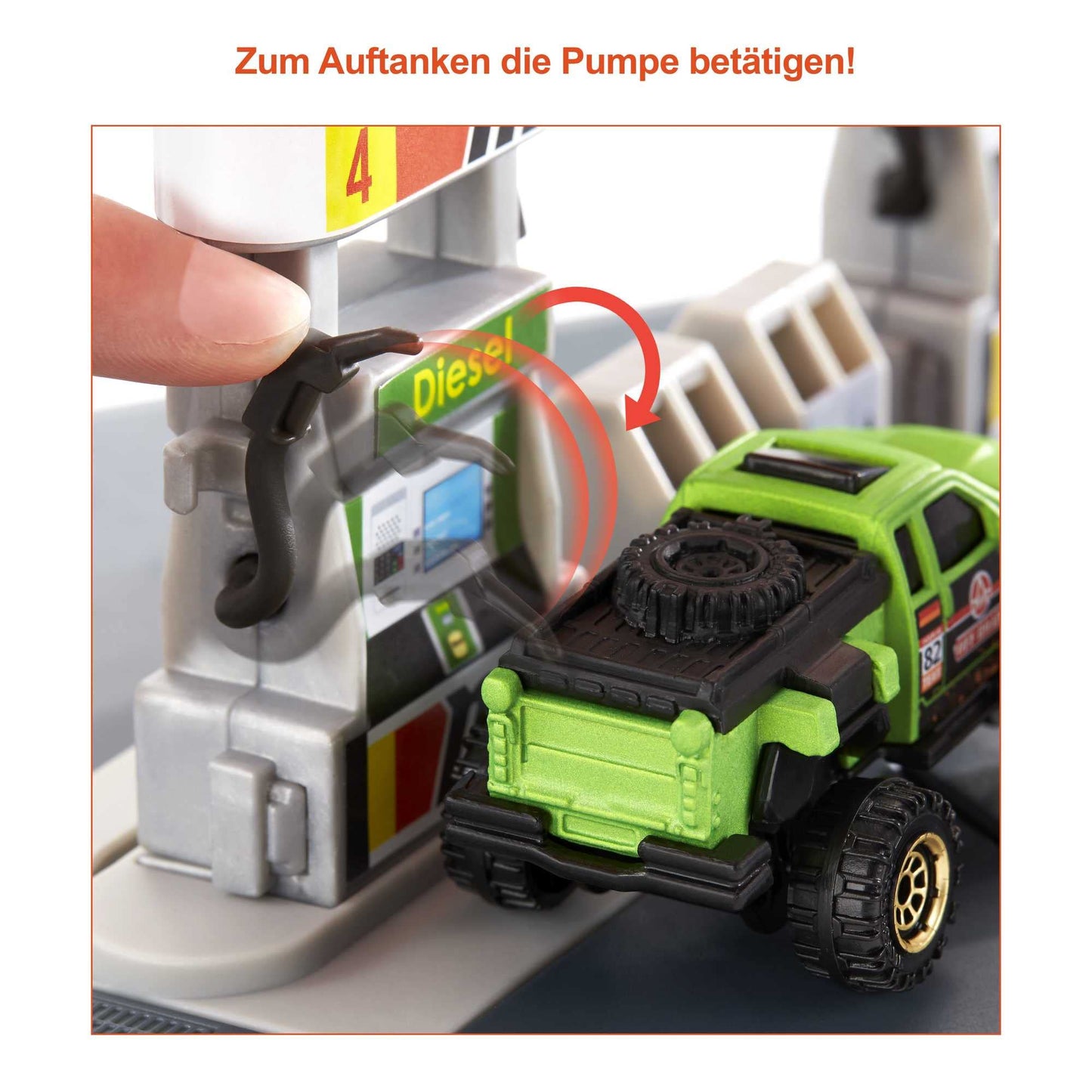 Matchbox Toy Cars Playset with Fuel Station & 1:64 Scale Truck, Orange, Plastic, 17.93 x 43.94 x 11.4 cm, Model GVY84