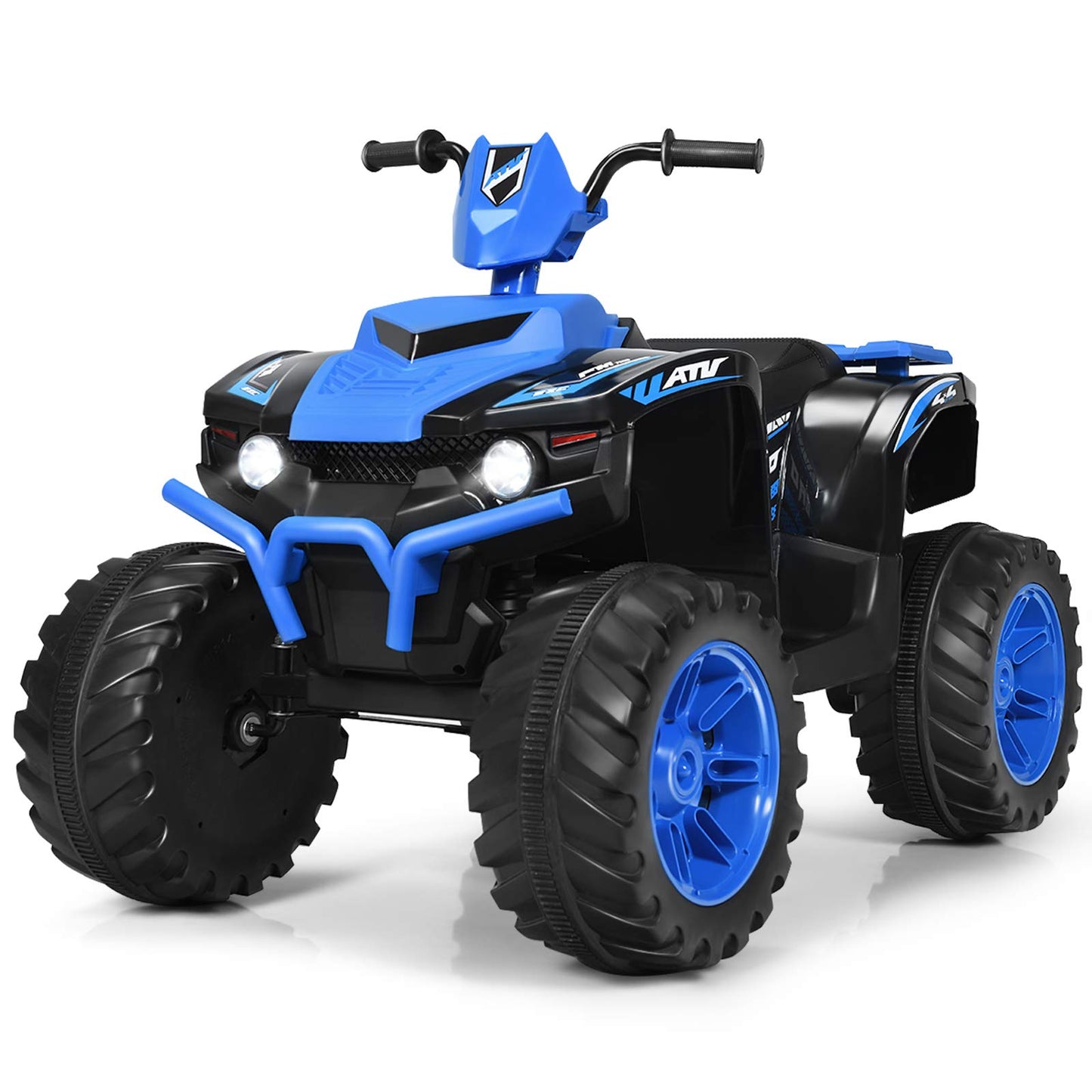 Costzon Kids Atv, 12V Battery Powered Electric Vehicle W/Led Lights, High & Low Speed, Horn, Music, Usb, Treaded Tires, Ride On Car 4 Wheeler Quad For Boys & Girls Gift, Ride On Atv (Blue)