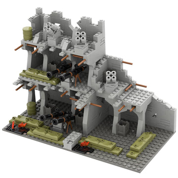 Ww2 Military Base Bunker Trench Building Blocks, Compatible With Lego Military Base Sets, Army Toy With Cannon, Army Bunker, Gif