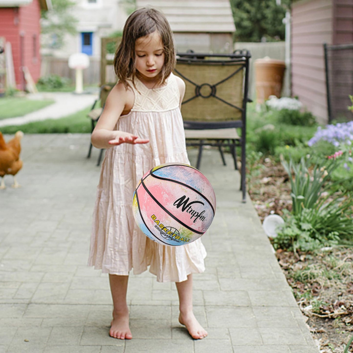 Wtnpfm Kids/Toddler Basketball For Age 1 2 3 4 5 6,Mini Basketball Size 3 (22-Inch) Game Play In & Outdoor For Little Girls And