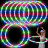 8 Pack 36 Inch LED Light up Hoop Glowing Lights Fitness Exercise Hoops Festival 10 Color Changing Exercise Glowing Hoop for Halloween Party Favors Dance Dark Fitness(Colorful) -Like New