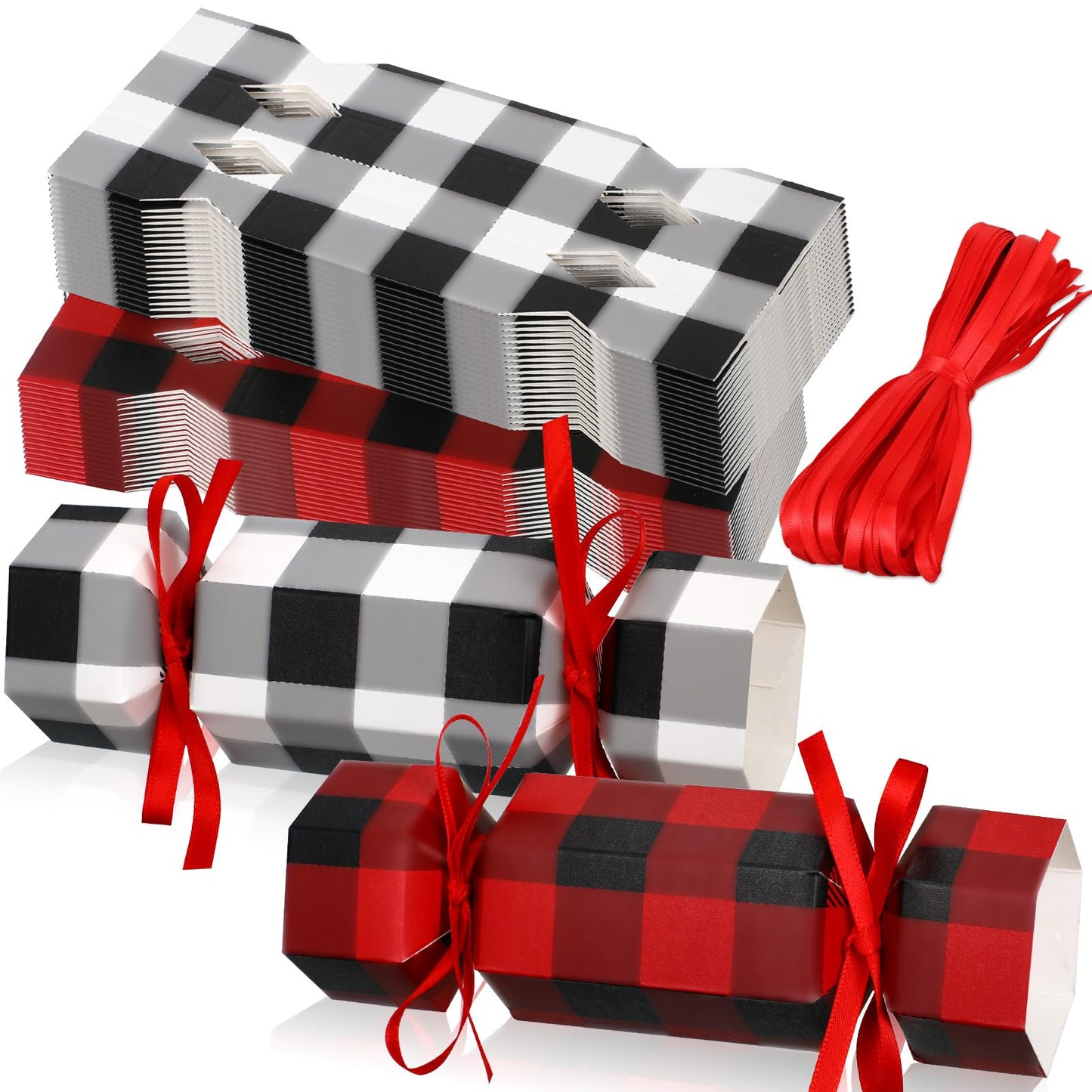 Xinnun 50 Packs Christmas Cracker Kit No Snap Xmas Party Table Favors Snowflake Reindeer DIY Christmas Party Cracker Candy Boxes