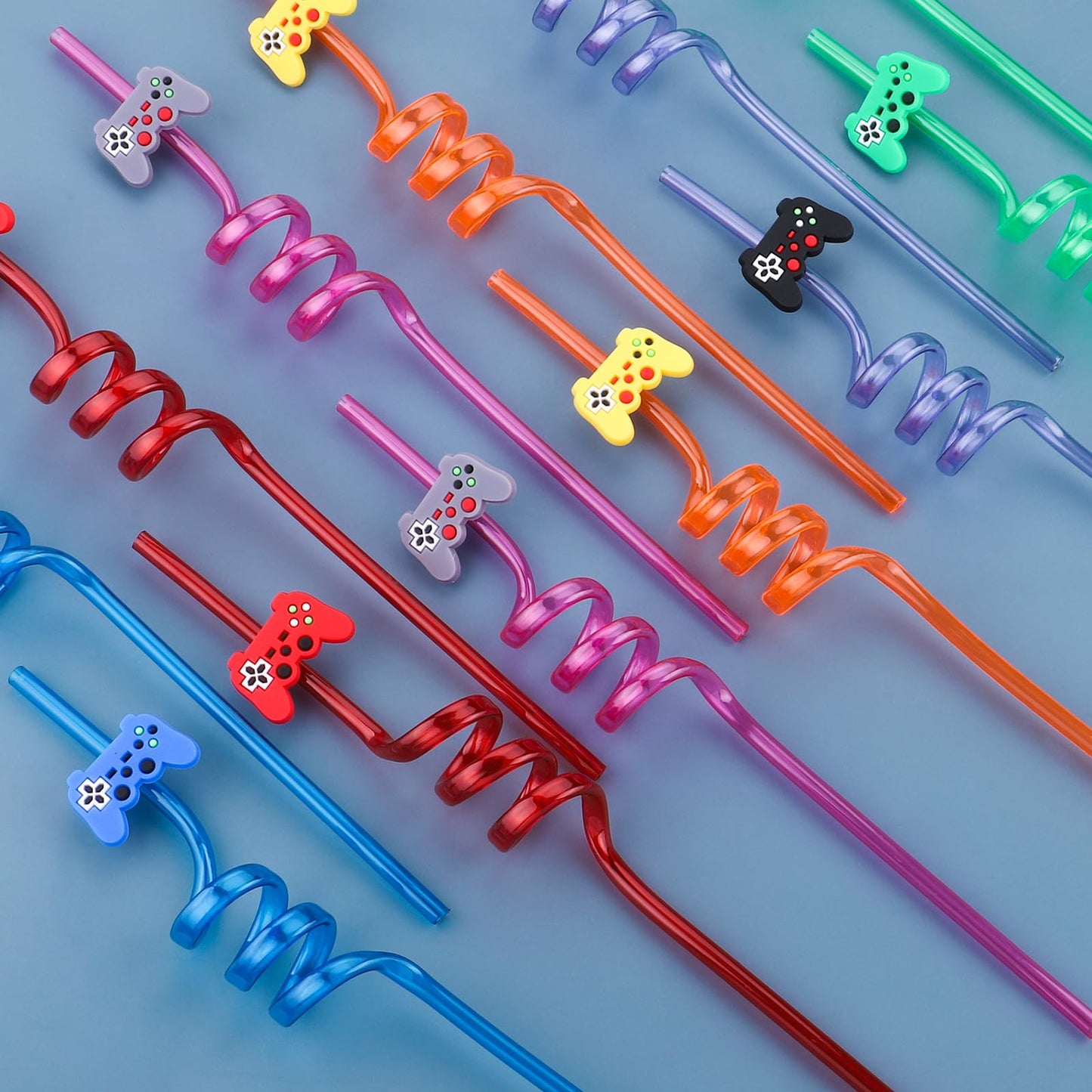 24Pcs Video Game Party Favors Straws Gamer Birthday Gift Drinking Straws Reuseable Game Straws for Kids Teen Boys Girls Game on