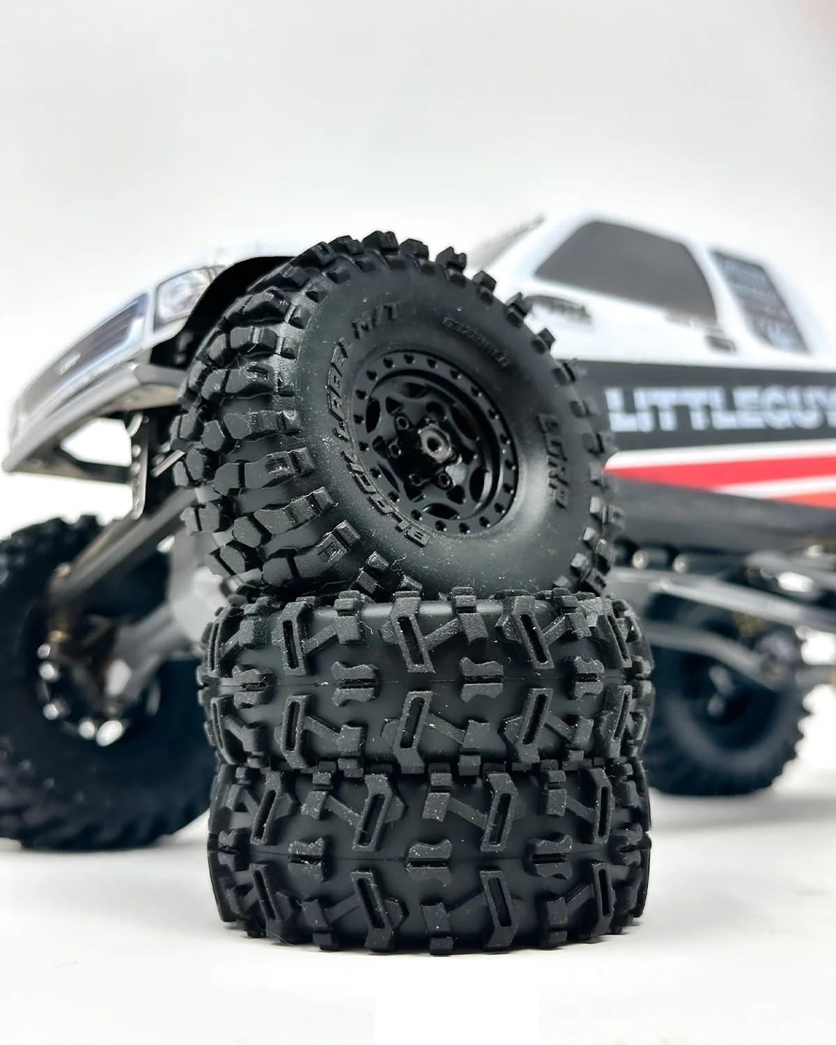 Generic Little Guy Racing Parts Black Label M/T (63mm) 1.0 Inch Tires Compatible with 1/24 RC Axial SCX24, RGT, Element, Enduro,