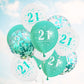 18Pcs Happy Birthday Balloons Decorations Teal Blue White 21St Birthday Balloons Decoration Happy 21St Birthday Confetti Latex B