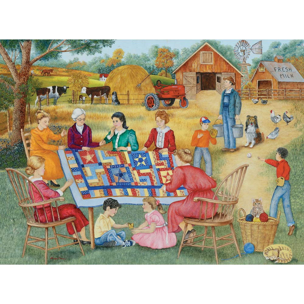 Bits And Pieces - 4-In-1 Multi-Pack - 1000 Piece Jigsaw Puzzles For Adults-Each Measures 20' X 27' (51Cm X 69Cm)-Friendly Folk By Artist Kay Lamb Shannon