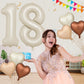 Biapian 40 Inch Cream Number 18 Balloons, 8Pcs Large Foil Number 1 & 8 Balloons With 18'' Cream White Heart Balloon Helium For 1