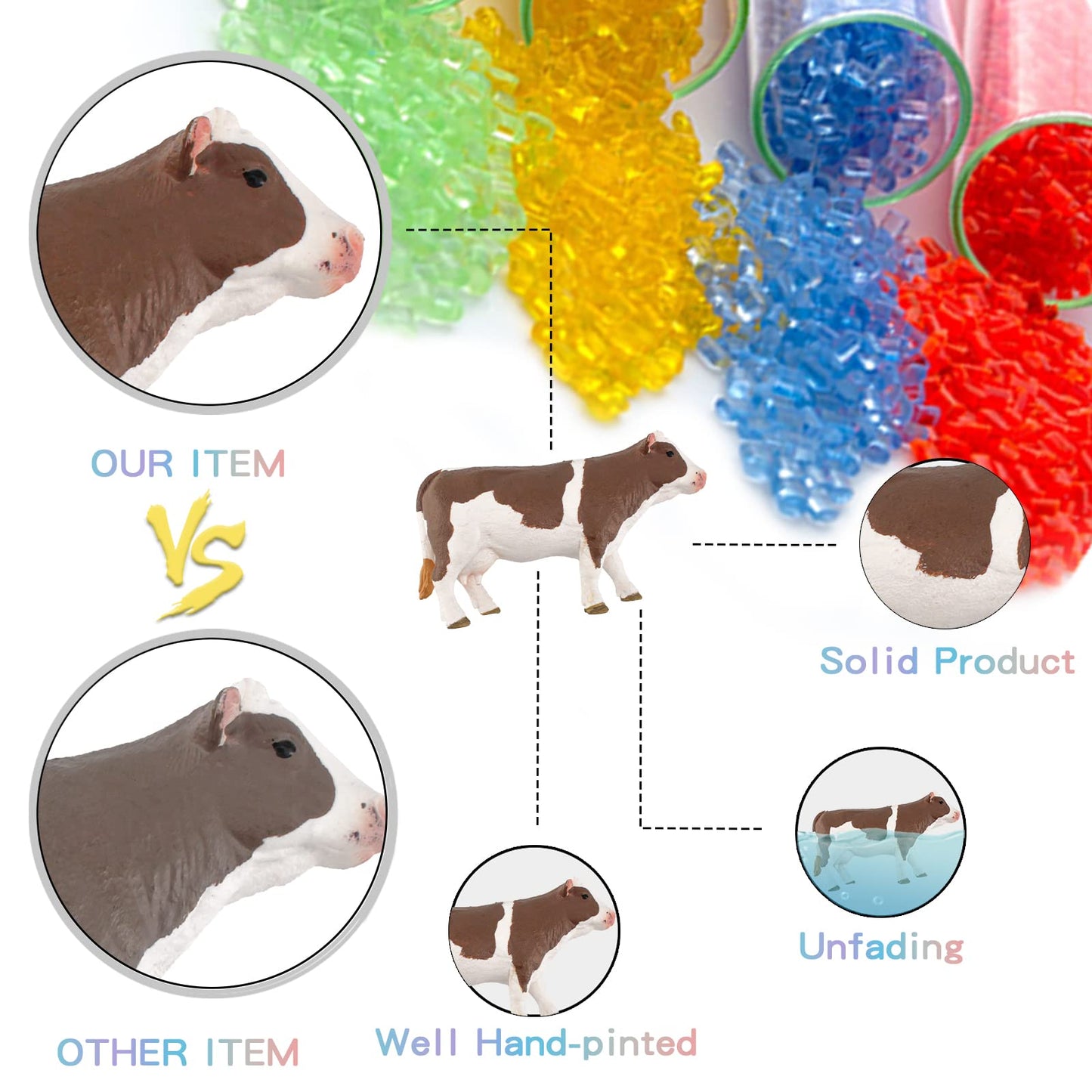 Cow Toys For Kids Large Cow Figure Realistic Cow Figurine Toy Animal Figure For Toddlers Simmental Cows Holstein Cow Figures Sch