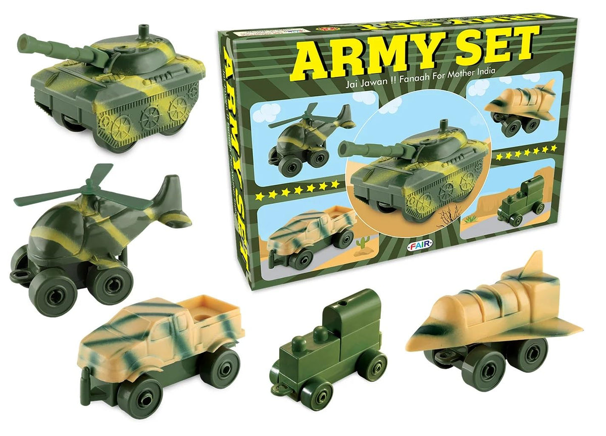 Yuiop  Army Set  3 Step Model Building Set For Kids  Build 5 Military Vehicles  No Sharp Edges
