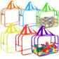 6 Colors Large Toy Storage Bags with Labels, Reusable Clear PVC Board Game Storage, Travel Waterproof Organizer Bags with Zipper