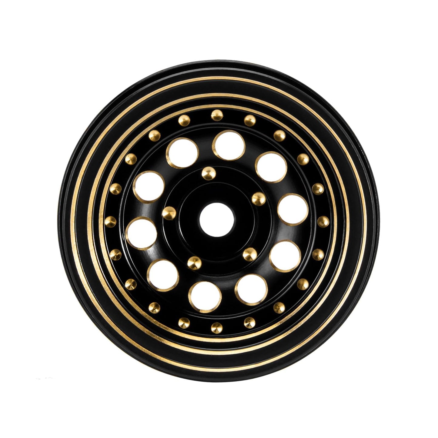 INJORA 1.0 Beadlock Wheel Rims Black Coating Brass Rims for 1/24 1/18 RC Crawler Car Axial SCX24 AX24 TRX4M FCX24, 39g