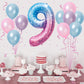 40 Inch Gradient Blue Pink Number 9 Balloon, 9Th Birthday Balloons, 11Pcs Pearl Light Purple Pink Blue Latex Balloons 9 Foil Bal