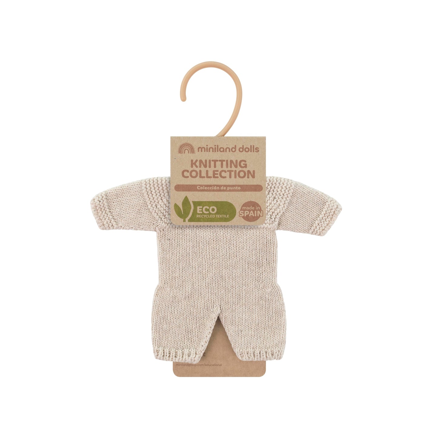 Miniland Clothes for Dolls 8 1/4'' Knitted Pajama Linen Color - ECO, Made in Spain, Quality, Role Play, Educational