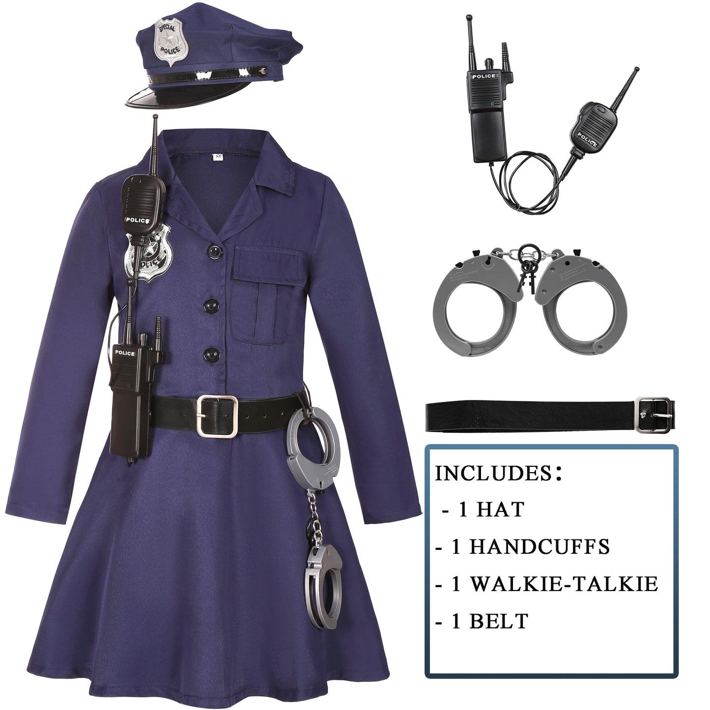 Cifitery Police Officer Costume For Kids Navy Blue Police Costume For Girls Carrer Day Police Dress Up Halloween Gifts