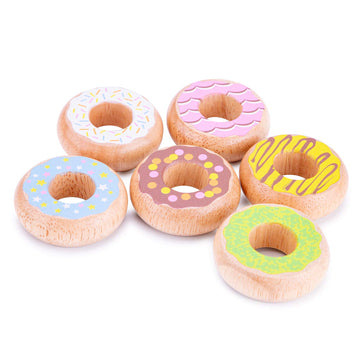 New Classic Toys Wooden Donuts Set - Cooking Simulation Toy for Kids, Educational Color Perception for Preschool Toddlers, Blue