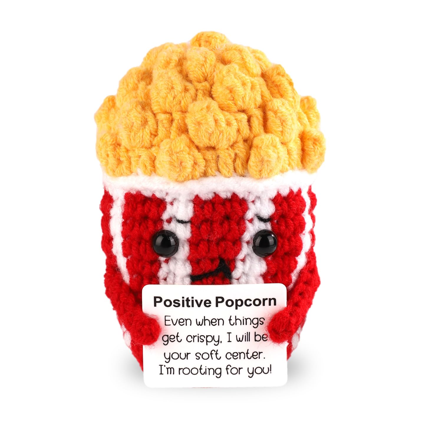 TOYMIS Popcorn Crochet Doll - Positive Knitted Food Doll for Party Decoration and Inspirational Gift