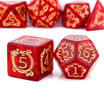 PJOY DND Dice Set Red Polyhedral D&D Dice for Dungeons and Dragons Role Playing Games TTRPG DND Gifts