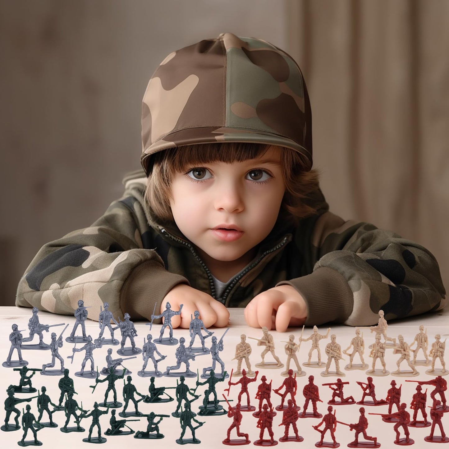 AMOR PRESENT Army Toy Set - 120PCS Plastic Soldiers Playset for Kids & Adults, Multi-Color, Medium Size