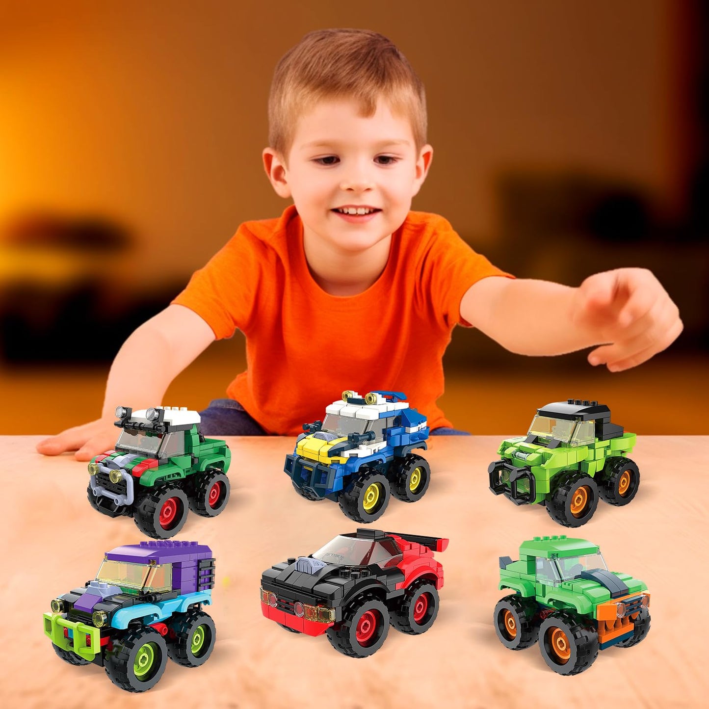 TG BLOCKS Monster Truck Micro Brick Building Toy for Boys and Girls, Pull Back Car Toys for Kids, DIY Building Toy, Gift Idea fo