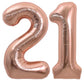Toniful 40 Inch Large Rose Gold Number 21 Balloons Giant Digital 21 Or 12 Helium Balloons, Foil Mylar Big Number Balloons For 12