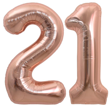 Toniful 40 Inch Large Rose Gold Number 21 Balloons Giant Digital 21 Or 12 Helium Balloons, Foil Mylar Big Number Balloons For 12