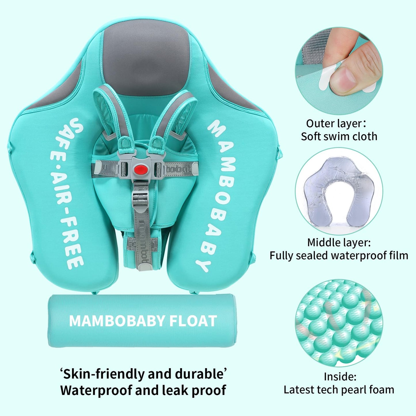 3Months To 48Months 3Rd Swim Mode Standing Stroke Baby Stroller Canopy Mambobaby Non Inflatable Baby Float Swim Trainer Solid Infant Pool Float Swim Ring